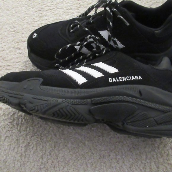 BALLENCIAGA + ADIDAS Black Triple S Sneakers Tennis Shoes Size 43 USA 10 main image 4